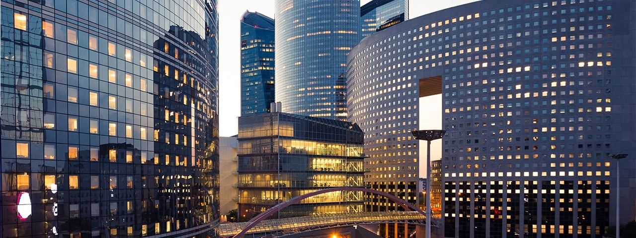 Banner image of financial office buildings