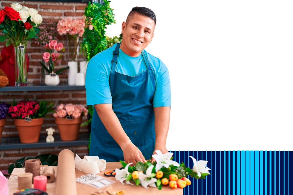 Image of an entrepreneur at a flower store