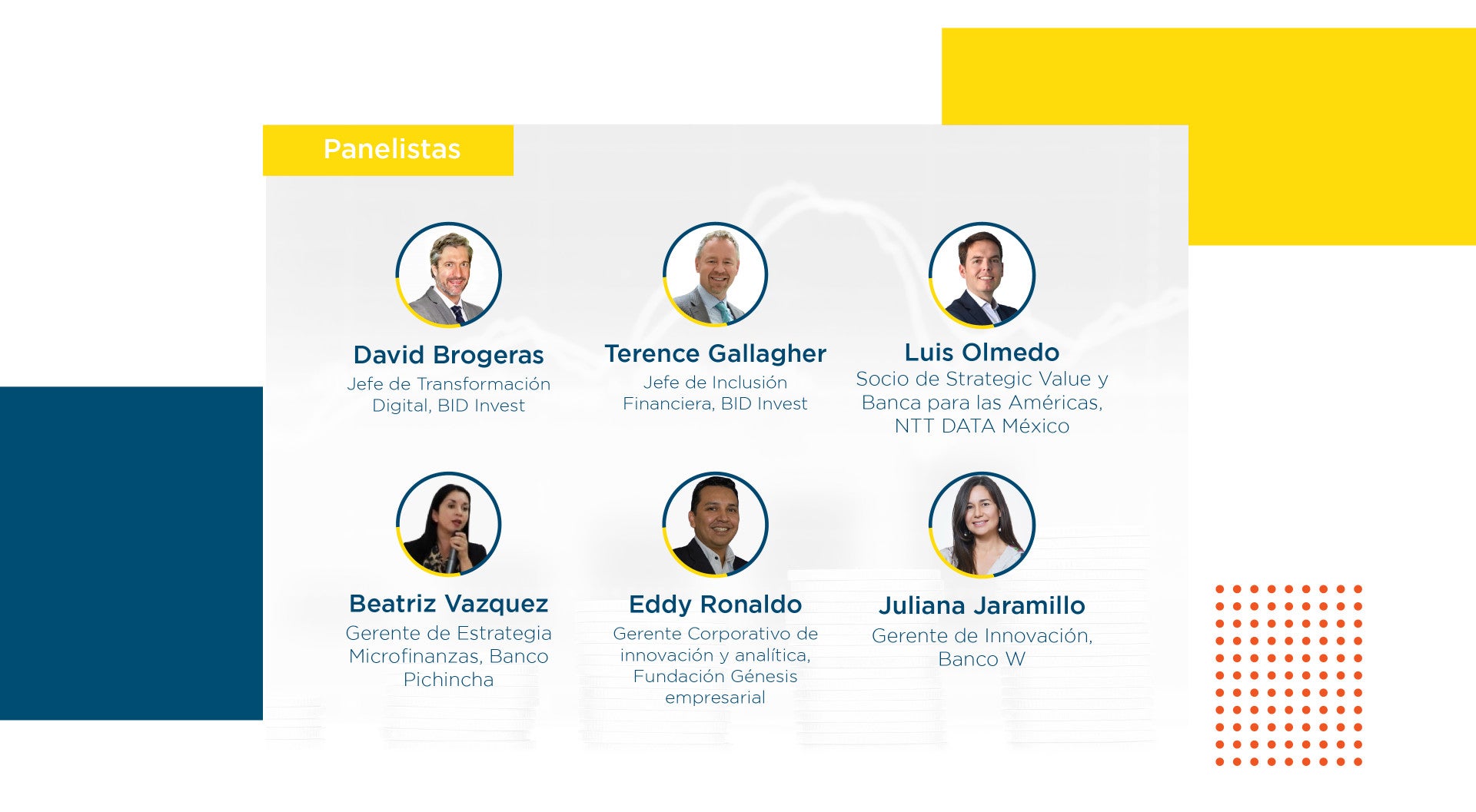 Panelistas webinar inclusión financiera BID Invest