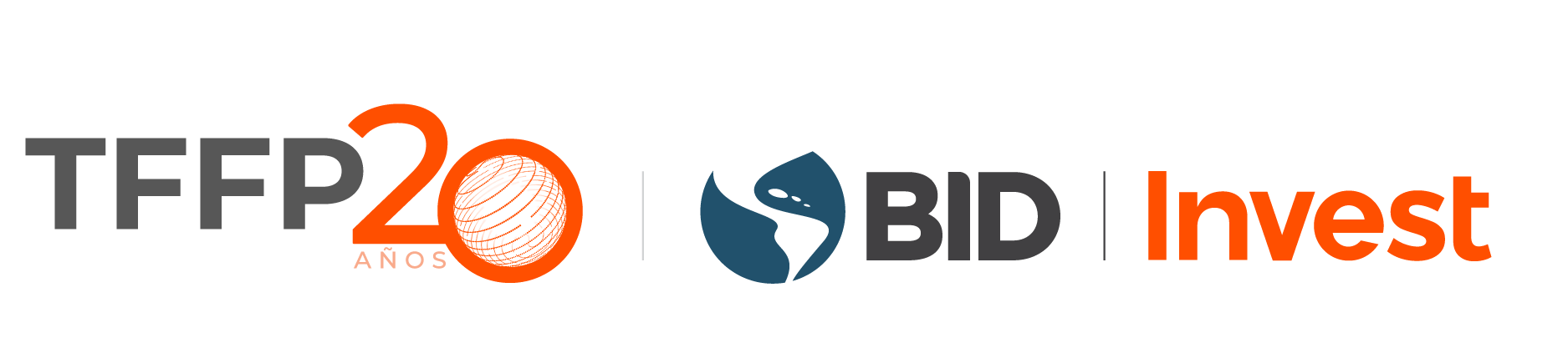 Logos del 20 aniversario del TFFP y BID Invest