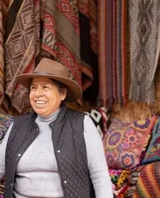 Woman selling textiles
