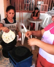 woman serving food 