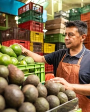 Un vendedor de paltas en Perú 