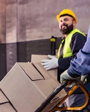 Image showing two workers at the warehouse of a packaging company