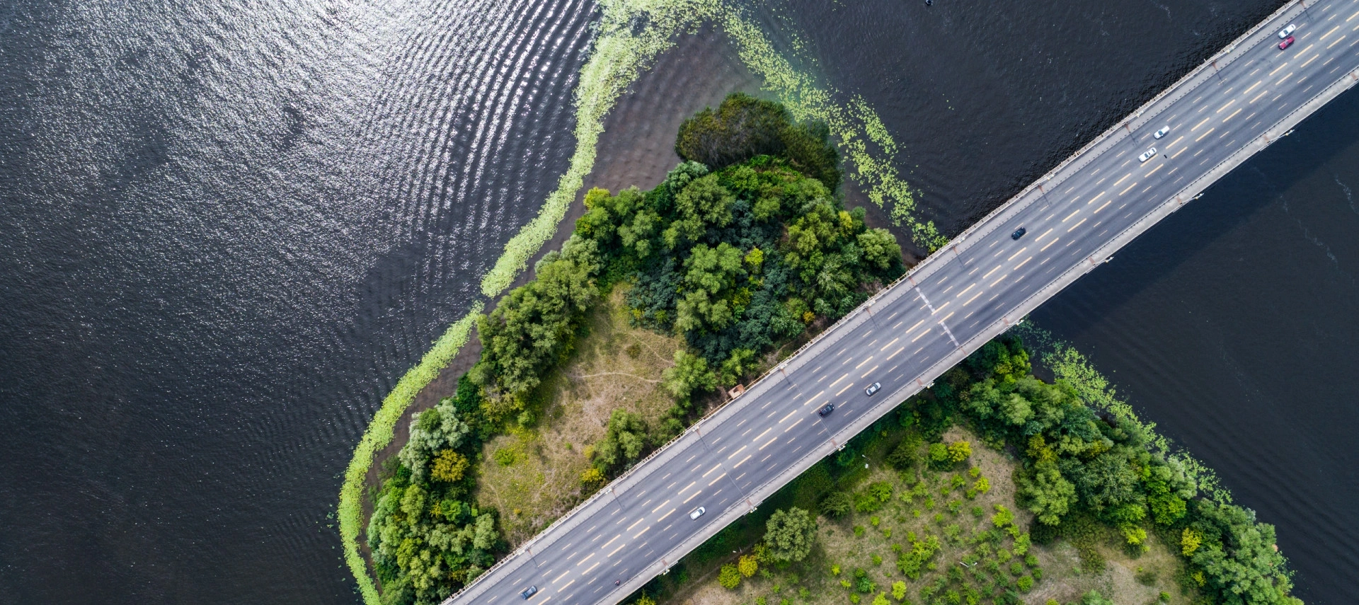 Road over an island