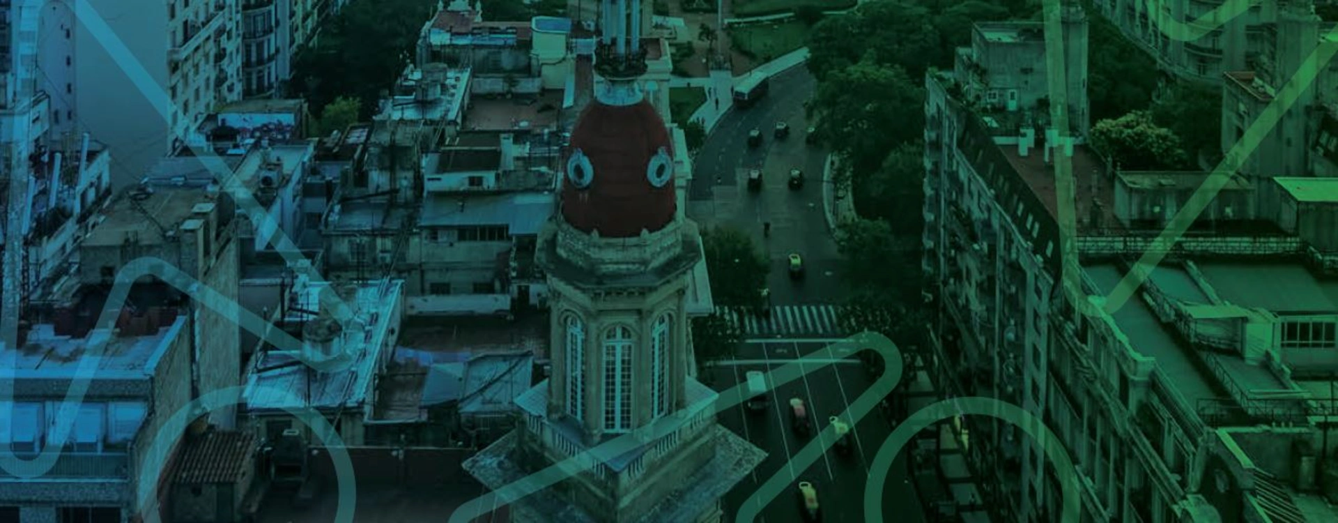 Blue and green banner