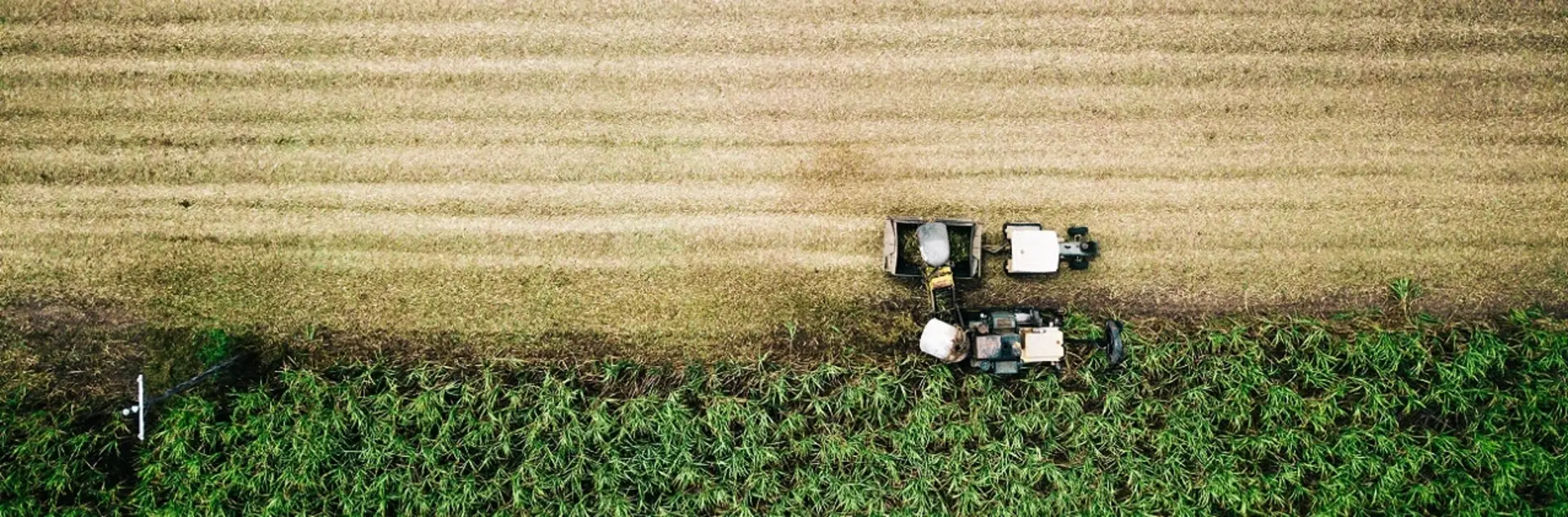 Banner image of a tractor working on a crop