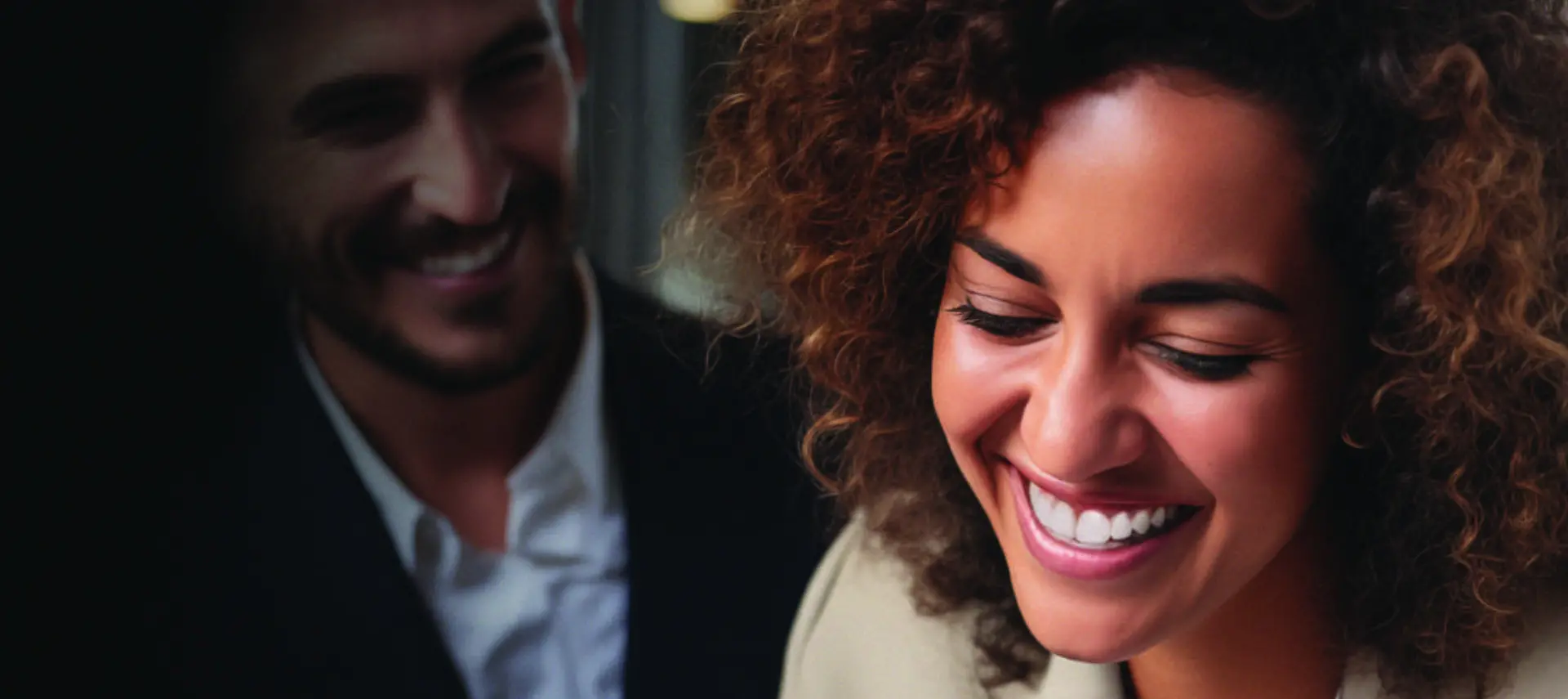 Banner image of a smiling african-american business woman