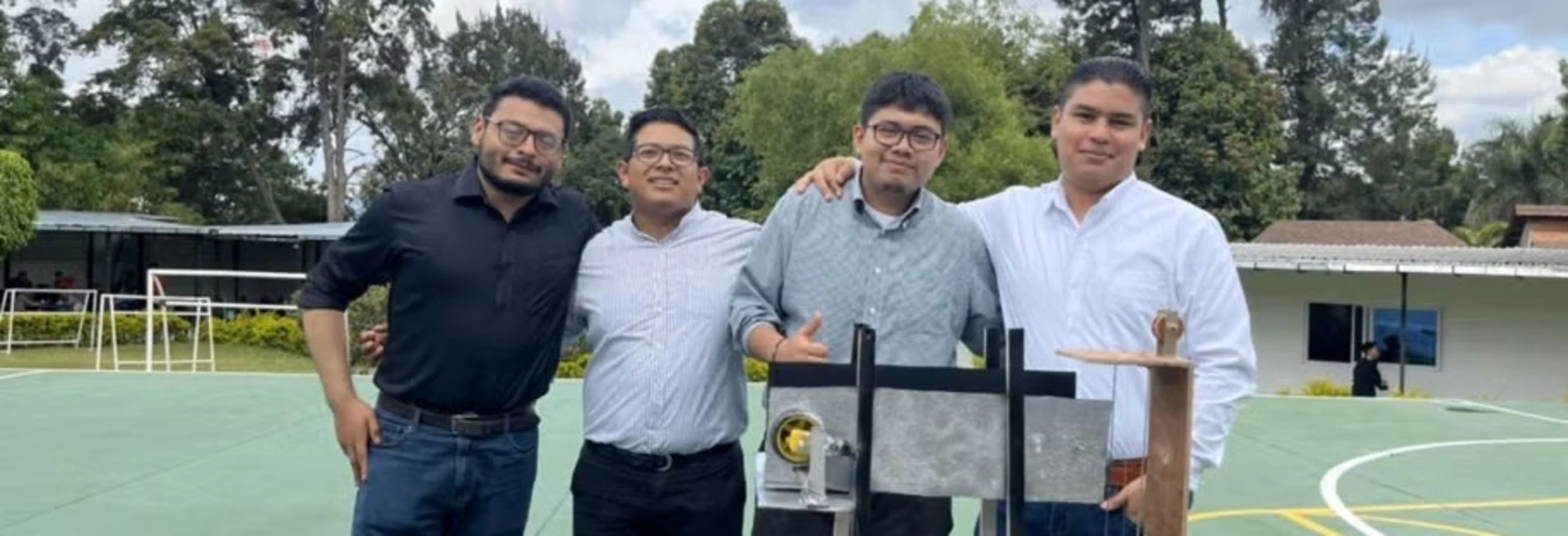 Banner image showing four students of the San Cristóbal Campus, Guatemala