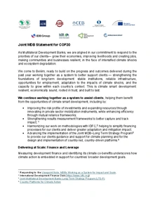 Declaración Conjunta de los MDBs para la COP30
