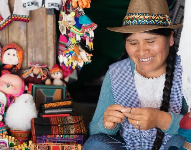 Woman selling textiles