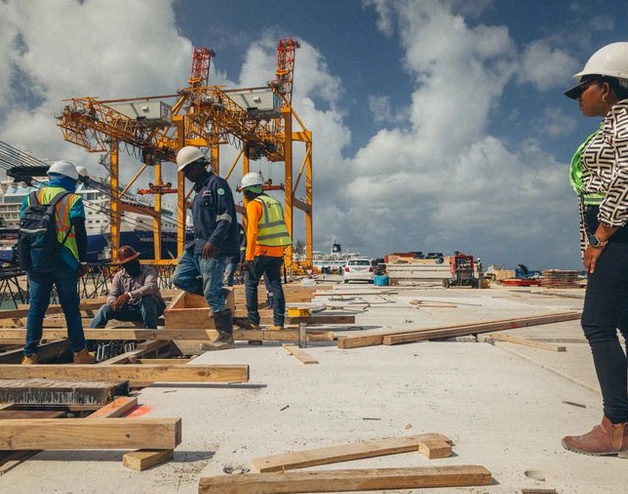 A woman oversees the construction of a major infrastructure project in Latin America