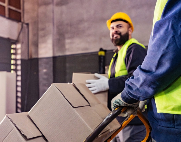 Image showing two workers at the warehouse of a packaging company