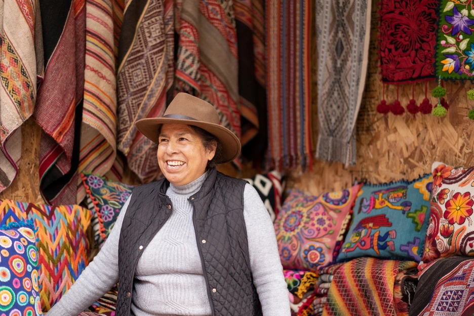 Woman selling textiles