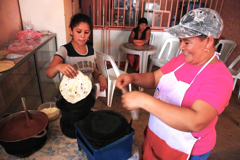woman serving food