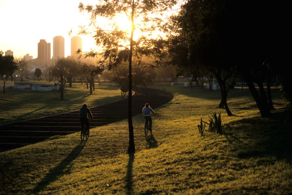 sunset on a green rolling hill