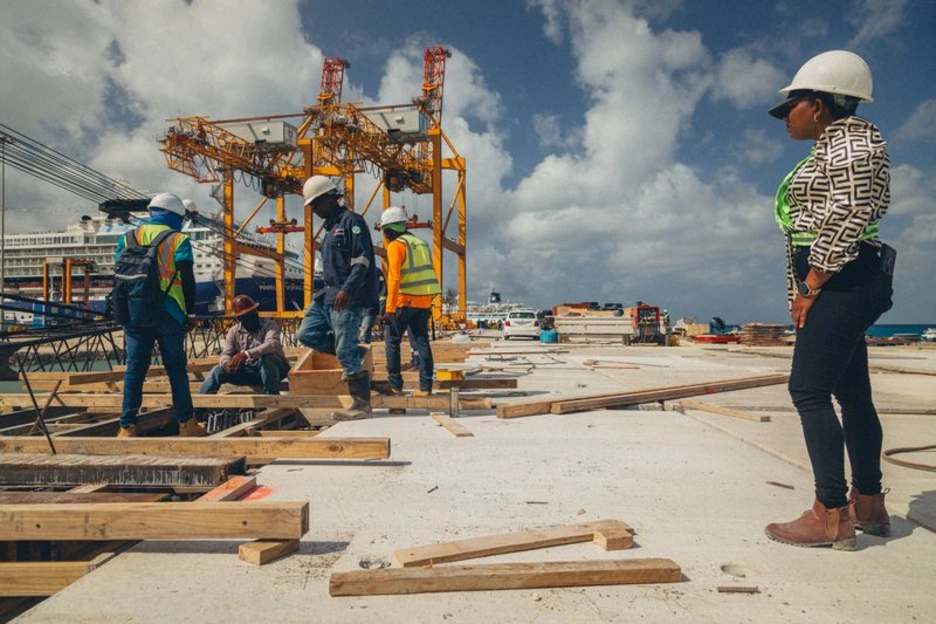 A woman oversees the construction of a major infrastructure project in Latin America