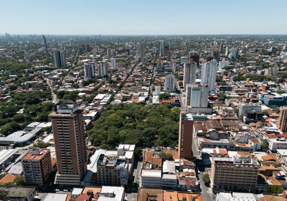 Vista aérea de la ciudad de Asunción en Paraguay