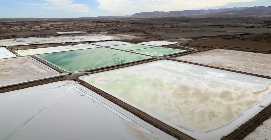 Industrial evaporation ponds used in critical minerals mining in Latin America and the Caribbean