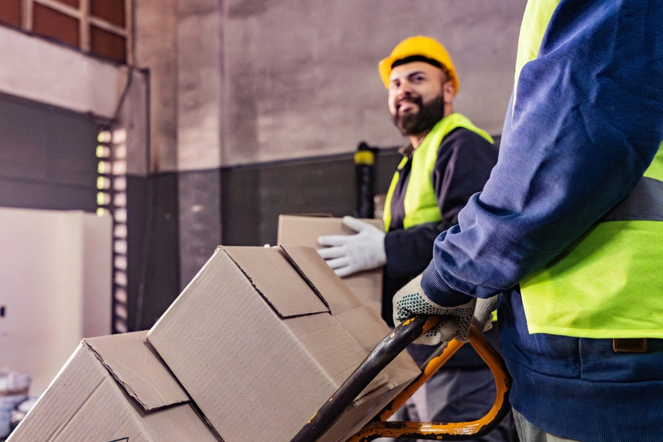 Image showing two workers at the warehouse of a packaging company
